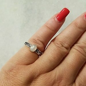 Sterling silver opal pinky ring